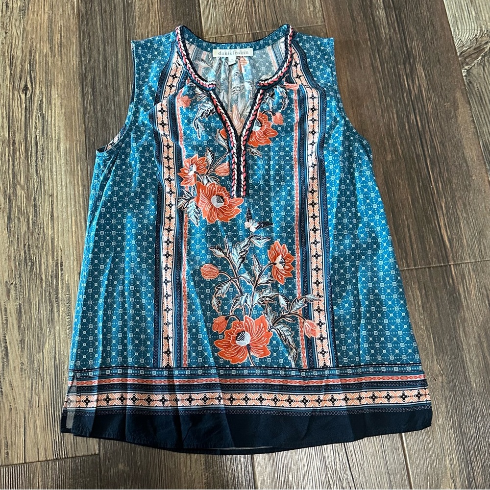 daniel rainn floral sleeveless colorful top women's S tank top summer shirt
